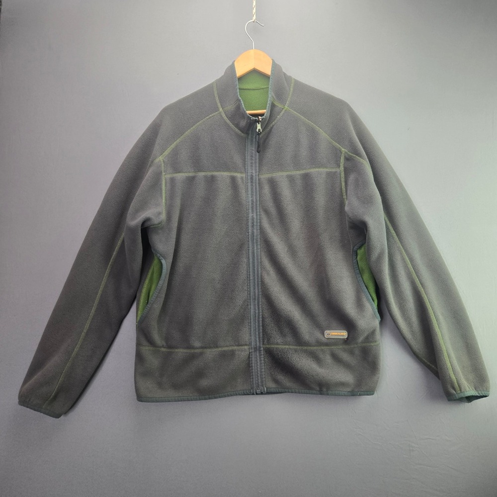 Timberland Fleece Jacket Outdoor Performance Full Zip L Gray Green Hiking Warm